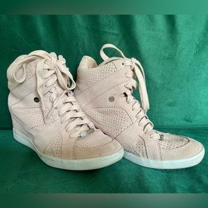 Coach Alexis Blush Pink Leather High Top Wedge Fashion Sneakers